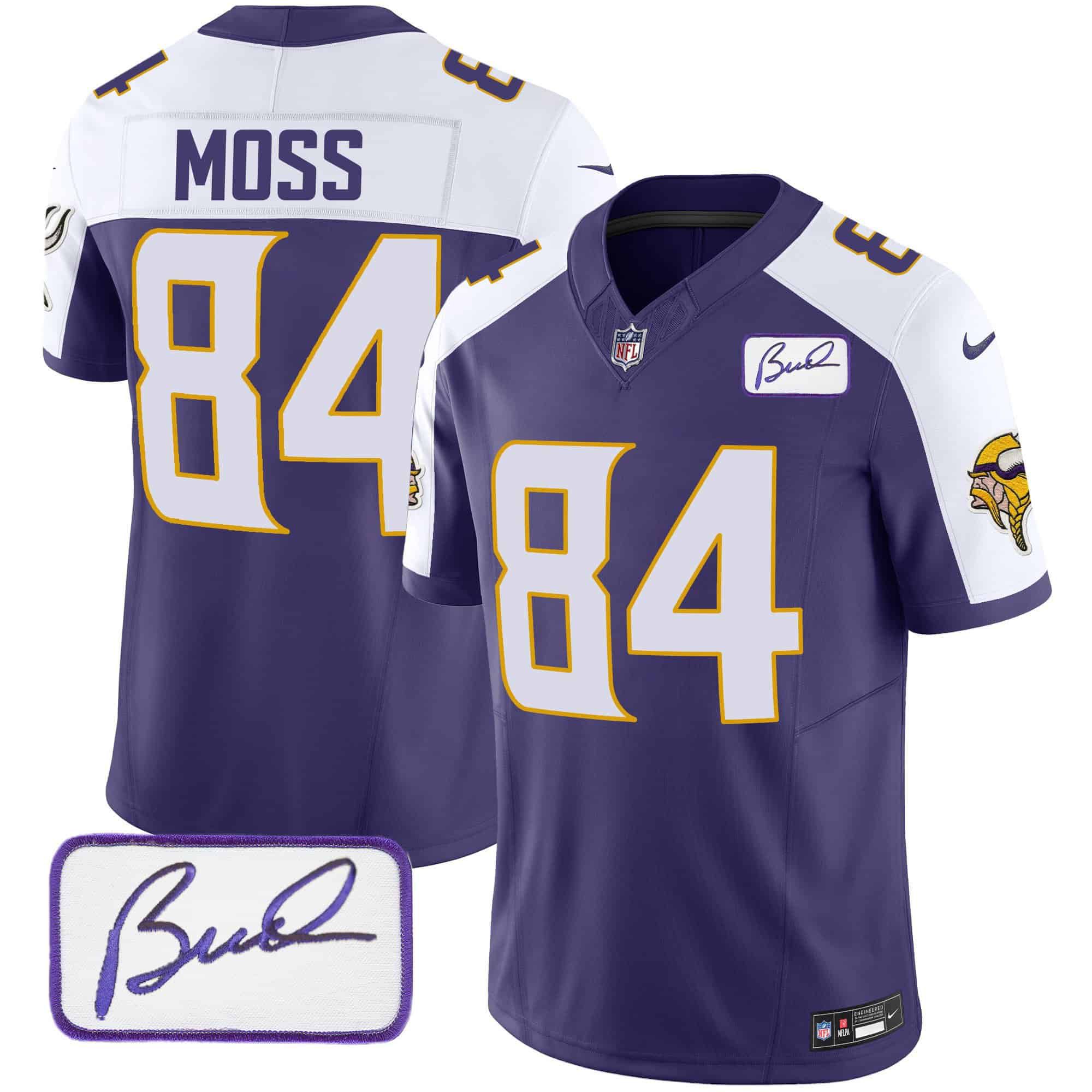 Men Minnesota Vikings #84 Moss Purple 2024 Nike Bud Grant Patch Classic Limited NFL Jersey style 2